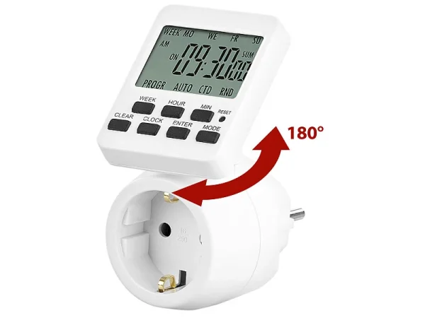 Revolt Steckdose Mit Timer:2er-Set Digitale Zeitschaltuhren Mit 180° Rotierbarem LCD-Display 4