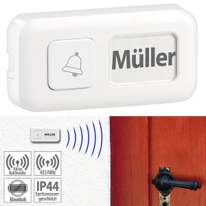 Somikon WLAN Türklingel:2 WLAN-Steckdosen-Empfänger, Kinetischer Klingelknopf, App, 100m, 80dB 47