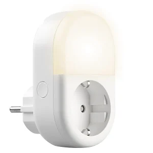 Luminea Home Control LED-Nachtlicht-Plug-in:2er-Set WLAN-Steckdose Mit LED-Nachtlicht, App & Sprachsteuerung, 16 A 20