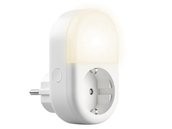 Luminea Home Control LED-Nachtlicht-Plug-in:2er-Set WLAN-Steckdose Mit LED-Nachtlicht, App & Sprachsteuerung, 16 A 6