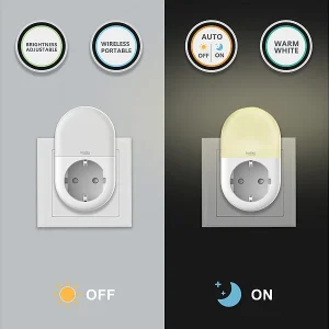 Luminea Home Control Nachtlicht-Lampen:WLAN-Steckdose Mit Smartem LED-Nachtlicht, App & Sprachsteuerung, 16 A 12