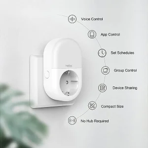 Luminea Home Control LED-Nachtlicht-Plug-in:2er-Set WLAN-Steckdose Mit LED-Nachtlicht, App & Sprachsteuerung, 16 A 28