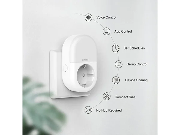 Luminea Home Control LED-Nachtlicht-Plug-in:2er-Set WLAN-Steckdose Mit LED-Nachtlicht, App & Sprachsteuerung, 16 A 10