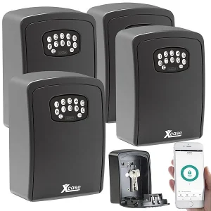 Xcase Schlüsselbox:4er Set Mini-Schlüssel-Safe Mit Bluetooth Und App, IP54 21