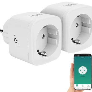 Luminea Home Control Smarte Steckdose:2er-Set WLAN-Steckdosen, Apple-HomeKit-zertifiziert, Sprachsteuerung 24