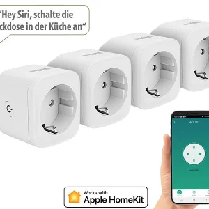 Luminea Home Control WLAN Steckdosen-Schalter:4er-Set WLAN-Steckdosen, Apple-HomeKit-zertifiziert, Sprachsteuerung 22