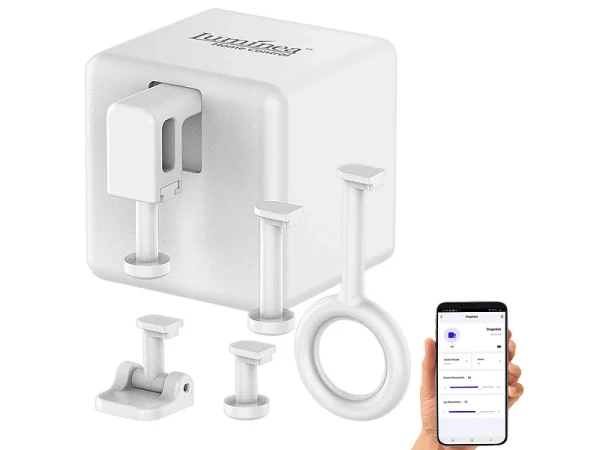 Luminea Home Control Smarter Schalter Aufsatz:Schalt-Aufsatz Für Kippschalter & Taster, Bluetooth Mit WLAN Gateway 10