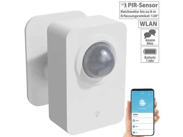 Luminea Home Control Funkbewegungsmelder:ZigBee-PIR-Bewegungsmelder Mit WLAN-Gateway, 8 M Reichweite 6