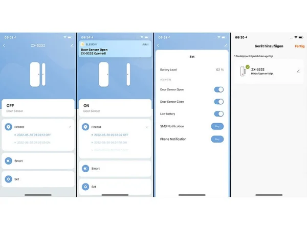 Luminea Home Control Alarmanlagen:3er-Set ZigBee-Tür- & Fensteralarm, Für Alexa, GA Und Siri, App 6