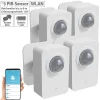 Luminea Home Control PIR Funkmelder:4er-Set ZigBee-PIR-Bewegungsmelder, 8 M Reichweite, App 17