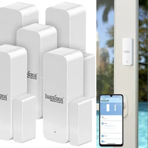 Luminea Home Control Fenstersensor:5er-Set ZigBee-Tür- & Fensteralarm, Für Alexa, GA Und Siri, App 12