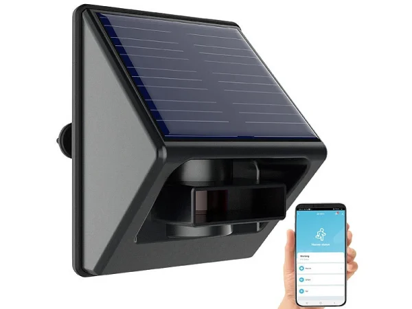 Luminea Home Control App-Bewegungsmelder:Outdoor-PIR-Sensor Mit ZigBee-WLAN-Gateway Und Solarpanel, IP55 4