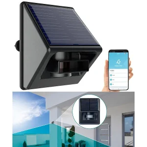 Luminea Home Control App-Bewegungsmelder:Outdoor-PIR-Sensor Mit ZigBee-WLAN-Gateway Und Solarpanel, IP55 12