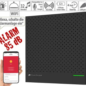 VisorTech Alarmanlage Drahtlos:13-teiliges Funk-Alarmanlagen-Set: 11 Sensoren, SOS-Taster, WLAN, App 60