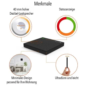 VisorTech Drahtlose Alarmanlage:9-teiliges Funk-Alarmanlagen-Set Mit 7 Sensoren, SOS-Taster, WLAN, App 38