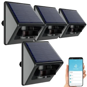 Luminea Home Control Bewegungssensor PIR:4er-Set Outdoor-PIR-Sensoren, Solarpanel, App, IP55, ZigBee-kompatibel 14