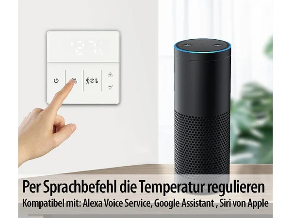 Revolt Alexa-Thermostat Heizung:4er-Set WLAN-Fußbodenheizung-Thermostate Mit App, Weiß 4