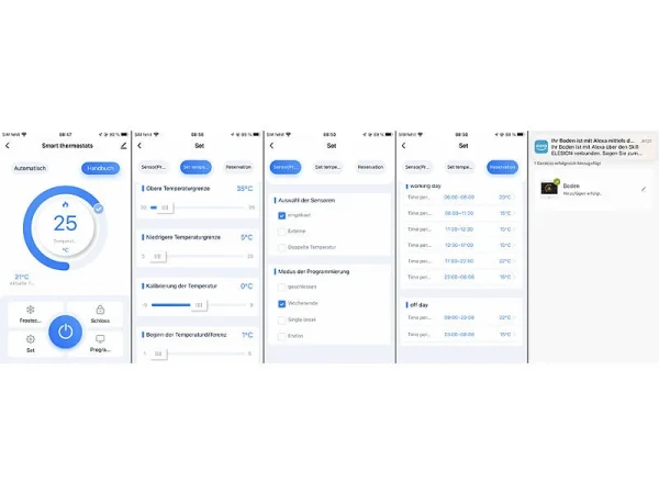 Revolt Heizung Thermostat WLAN:4er-Set WLAN-Fußbodenheizung-Thermostate Mit App, Schwarz 6