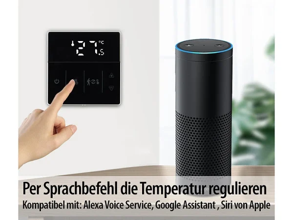 Revolt Heizungssteuerung:WLAN-Fußbodenheizung-Thermostat Mit App Und Sprachsteuerung, Schwarz 5