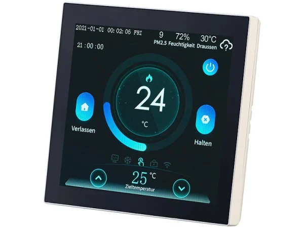 Revolt Funkthermostat:WLAN-Fußbodenheizung-Thermostat Mit Touchdisplay, Feinstaub-Anzeige 13