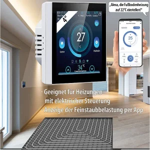 Revolt Funkthermostat:WLAN-Fußbodenheizung-Thermostat Mit Touchdisplay, Feinstaub-Anzeige 17