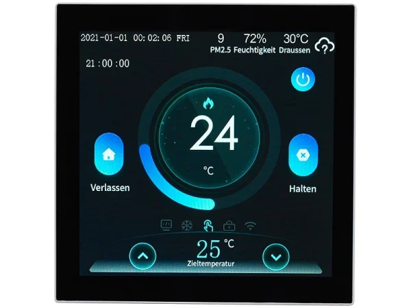 Revolt Funkthermostat:WLAN-Fußbodenheizung-Thermostat Mit Touchdisplay, Feinstaub-Anzeige 12