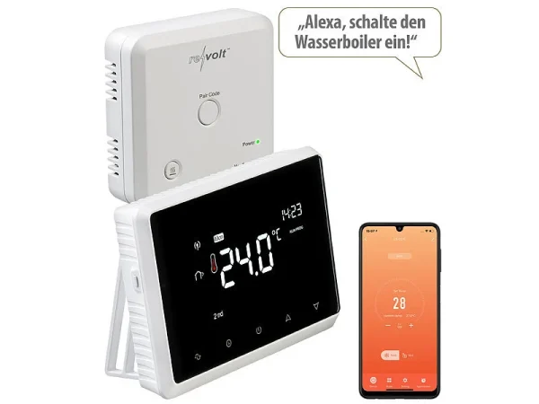 Revolt Raumthermostat Gastherme:Funk-Thermostat Mit WLAN Und App Für Gastherme Und Wasserboiler 3