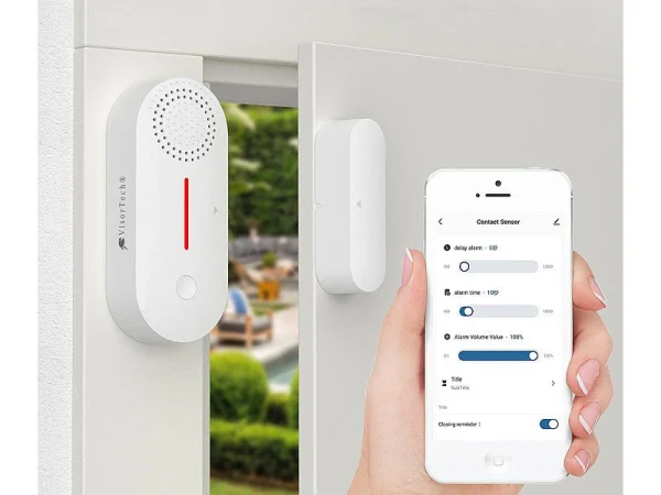 VisorTech Türkontakt Alarm:4er-Set 2in1-WLAN-Tür- & Fensteralarm, Sirene, App Und Sprachsteuerung 5