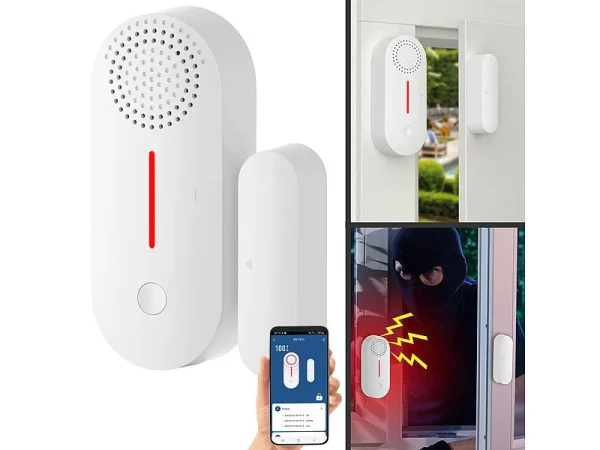 VisorTech Türkontakt Alarm:4er-Set 2in1-WLAN-Tür- & Fensteralarm, Sirene, App Und Sprachsteuerung 12