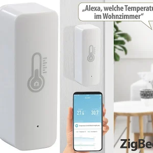 Luminea Home Control Temperatur Datenlogger:4er-Set ZigBee-Temperatur- & Luftfeuchtigkeits-Sensoren Mit App 31