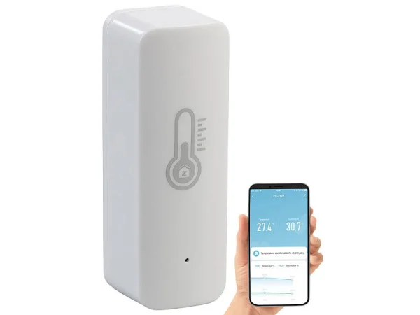 Luminea Home Control Temperatur Datenlogger:4er-Set ZigBee-Temperatur- & Luftfeuchtigkeits-Sensoren Mit App 12