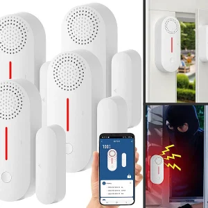 VisorTech Türkontakt Alarm:4er-Set 2in1-WLAN-Tür- & Fensteralarm, Sirene, App Und Sprachsteuerung 16