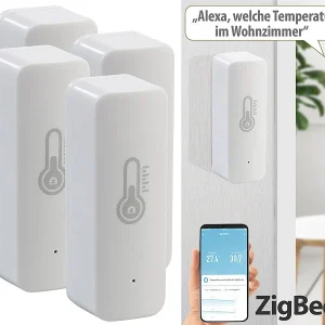 Luminea Home Control Temperatur Datenlogger:4er-Set ZigBee-Temperatur- & Luftfeuchtigkeits-Sensoren Mit App 15