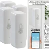 Luminea Home Control Temperatur Datenlogger:4er-Set ZigBee-Temperatur- & Luftfeuchtigkeits-Sensoren Mit App 40