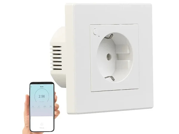 Luminea Home Control Smart-Steckdose Alexa:3er-Set WLAN-Unterputz-Steckdosen Mit Verbrauch-Messung, App, 3.680 W 11