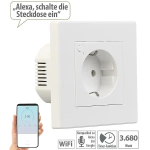 Luminea Home Control Smart-Steckdose Alexa:3er-Set WLAN-Unterputz-Steckdosen Mit Verbrauch-Messung, App, 3.680 W 28