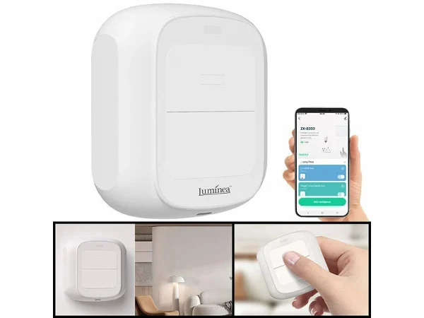 Luminea Home Control Smarthome Taster:4er-Set Smarte WLAN-Fernbedienung Mit 2 Tasten, Licht & Szenen Steuern 12