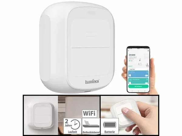 Luminea Home Control Smarthome Taster:4er-Set Smarte WLAN-Fernbedienung Mit 2 Tasten, Licht & Szenen Steuern 11